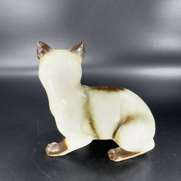 Vintage 1980s Porcelain Siamese Cat Figurine Hand Painted Japan Ceramic Figure - Picture 12 of 16